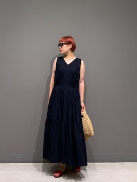 「URBAN RESEARCH DOORS（アーバンリサーチドアーズ）のアフリカンスクエア　ラフィアワンハンドルバッグ（ハンドバッグ）」を使った、louisさん（レディース・153cm）の夏コーディネート
