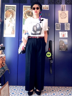 「アイテム（スラックス）」を使った、saayaさん（レディース・172cm）の夏コーディネート