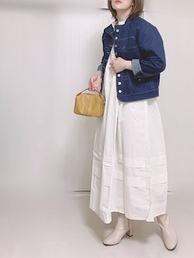 「sakishimatokyo（サキシマトーキョー）のアイテム（デニムジャケット）」を使った、Ⓜ︎さん（レディース・152cm）の秋コーディネート