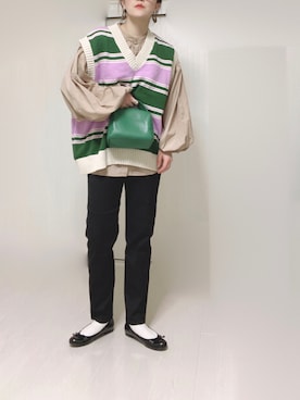 「Lee」｜「アイテム（バレエシューズ）」を使った、Ⓜ︎さん（レディース・152cm）の春コーディネート