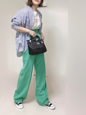 「ミニトート」｜「アイテム（スラックス）」を使った、Ⓜ︎さん（レディース・152cm）の夏コーディネート
