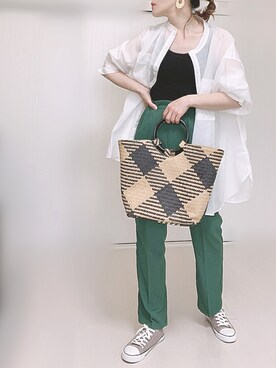 「RODE SKO」｜「アイテム（スラックス）」を使った、Ⓜ︎さん（レディース・152cm）の夏コーディネート