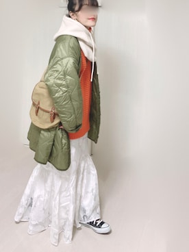 「AS KNOW AS plus（アズノゥアズプラス）のアイテム（ニットキャップ/ビーニー）」を使った、Ⓜ︎さん（レディース・152cm）の秋コーディネート