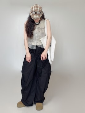 「SENSE OF PLACE by URBAN RESEARCH（センスオブプレイスバイアーバンリサーチ）の『洗濯可』ダブルジップフリルニットトップ（ニット/セーター、ホワイト系）」を使った、Ⓜ︎さん（レディース・152cm）の夏コーディネート