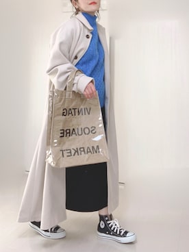 「Chillfar（チルファー）のアイテム（トレンチコート）」を使った、Ⓜ︎さん（レディース・152cm）の冬コーディネート