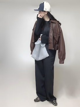 「アイテム（オールインワン・サロペット）」を使った、Ⓜ︎さん（レディース・152cm）の冬コーディネート