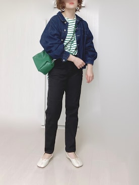 「Lee」｜「アイテム（デニムジャケット）」を使った、Ⓜ︎さん（レディース・152cm）の春コーディネート