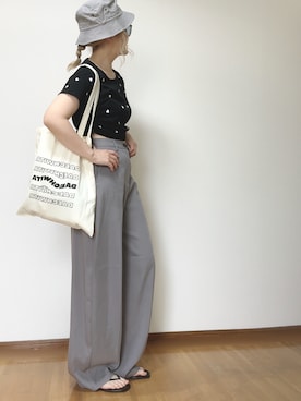 「テレコTシャツ」｜Ⓜ︎さん（レディース・152cm）の夏コーディネート