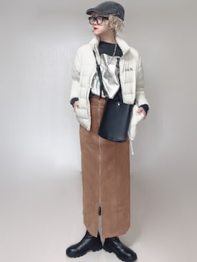 「アイテム（ハンチング/ベレー帽）」を使った、Ⓜ︎さん（レディース・152cm）の秋コーディネート