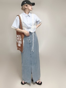 「アイテム（シャツ/ブラウス）」を使った、Ⓜ︎さん（レディース・152cm）の夏コーディネート