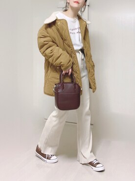 「w closet」｜「アイテム（ダウンジャケット/コート）」を使った、Ⓜ︎さん（レディース・152cm）の冬コーディネート