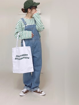 「Traditional Weatherwear」｜「アイテム（オールインワン・サロペット）」を使った、Ⓜ︎さん（レディース・152cm）の春コーディネート