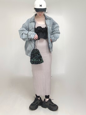 「スパンコール」｜「アイテム（ブルゾン）」を使った、Ⓜ︎さん（レディース・152cm）の春コーディネート