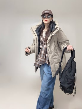 「アイテム（バックパック/リュック）」を使った、Ⓜ︎さん（レディース・152cm）の冬コーディネート