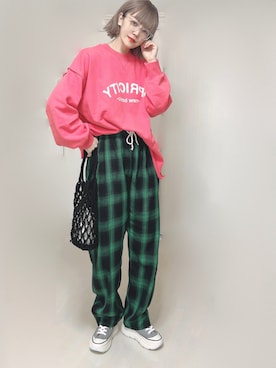 「ISOOK（アイスー）のアイテム（パンツ）」を使った、Ⓜ︎さん（レディース・152cm）の春コーディネート