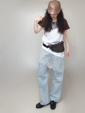 「BARELY BLUE（ベアリーブルー）のアイテム」を使った、Ⓜ︎さん（レディース・152cm）の春コーディネート