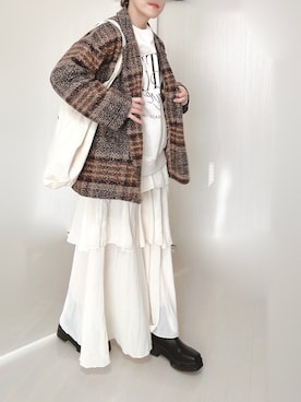 「JUNOAH（ジュノア）のアイテム（ダウンジャケット/コート）」を使った、Ⓜ︎さん（レディース・152cm）の冬コーディネート