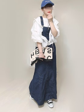 「ANGIE（アンジー）のアイテム（ジャンパースカート）」を使った、Ⓜ︎さん（レディース・152cm）の春コーディネート