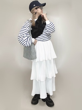 「CLEA（クレア）のアイテム（スカート）」を使った、Ⓜ︎さん（レディース・152cm）の春コーディネート