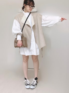 「Chillfar（チルファー）のアイテム（チュニック）」を使った、Ⓜ︎さん（レディース・152cm）の春コーディネート