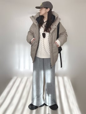 「アイテム（スウェットパンツ）」を使った、Ⓜ︎さん（レディース・152cm）の冬コーディネート