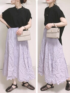 「コットンレース」｜Ⓜ︎さん（レディース・152cm）の夏コーディネート