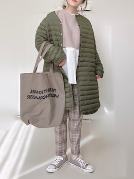 「Traditional Weatherwear」｜「アイテム（ダウンジャケット/コート）」を使った、Ⓜ︎さん（レディース・152cm）の冬コーディネート