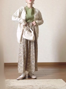 「sakishimatokyo（サキシマトーキョー）のアイテム（ノーカラージャケット）」を使った、Ⓜ︎さん（レディース・152cm）の冬コーディネート
