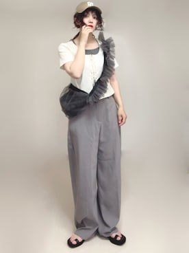 「トングサンダル」｜Ⓜ︎さん（レディース・152cm）の夏コーディネート