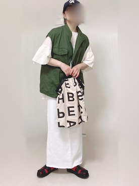 「カラーソックス」｜「アイテム（その他アウター）」を使った、Ⓜ︎さん（レディース・152cm）の夏コーディネート