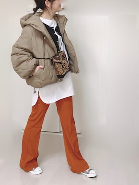 「CIENA（シエナ）のアイテム（ダウンジャケット/コート）」を使った、Ⓜ︎さん（レディース・152cm）の秋コーディネート