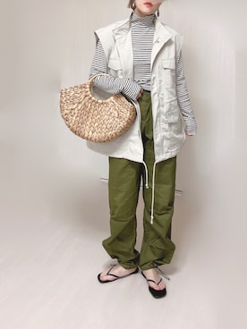 「feepur（フェピュール）のアイテム（カーゴパンツ）」を使った、Ⓜ︎さん（レディース・152cm）の春コーディネート