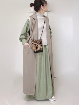 「ITEMS URBANRESEARCH（アイテムズ アーバンリサーチ）のニットベストドッキングワンピース（ワンピース）」を使った、Ⓜ︎さん（レディース・152cm）の冬コーディネート