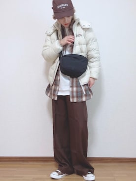 「アイテム（ダウンジャケット/コート）」を使った、Ⓜ︎さん（レディース・152cm）の秋コーディネート
