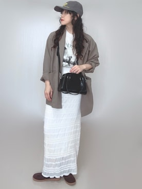 「tiptop（ティップトップ）のテーラードジャケット（テーラードジャケット、ベージュ系）」を使った、Ⓜ︎さん（レディース・152cm）の春コーディネート