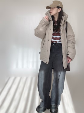 「FIRST DOWN（ファーストダウン）のアイテム（ダウンジャケット/コート）」を使った、Ⓜ︎さん（レディース・152cm）の冬コーディネート