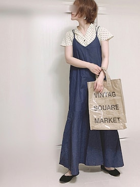 「ラッフルスリーブ」｜Ⓜ︎さん（レディース・152cm）の夏コーディネート