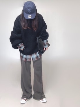 「アイテム（スウェットパンツ）」を使った、Ⓜ︎さん（レディース・152cm）の秋コーディネート