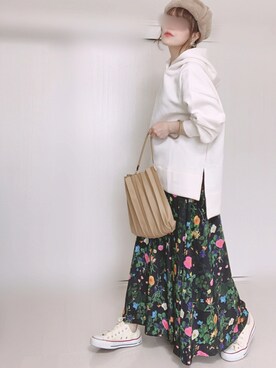 「プリーツバッグ」｜「アイテム（帽子）」を使った、Ⓜ︎さん（レディース・152cm）の秋コーディネート