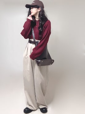 「アイテム（スラックス）」を使った、Ⓜ︎さん（レディース・152cm）の秋コーディネート