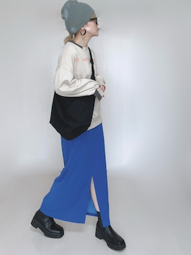 「スリット」｜「アイテム（スウェット）」を使った、Ⓜ︎さん（レディース・152cm）の冬コーディネート