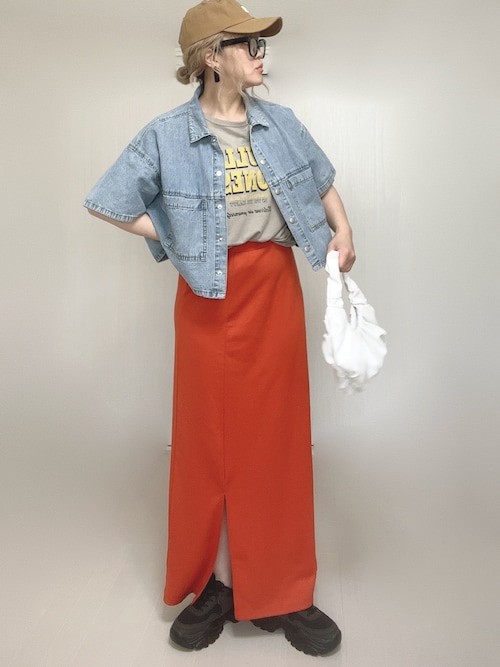 期間限定お値下げ、。ショートデニムシャツ ショート丈半袖オーバーデニムシャツ（シャツ/ブラウス）｜EPIMI