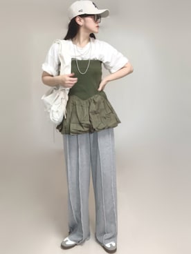 「アイテム（キャップ）」を使った、Ⓜ︎さん（レディース・152cm）の夏コーディネート