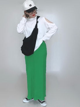「カットオフ」｜「アイテム（帽子）」を使った、Ⓜ︎さん（レディース・152cm）の春コーディネート