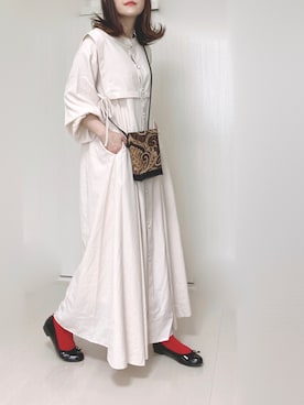 「ごきげんウィーク」｜「アイテム（シャツワンピース）」を使った、Ⓜ︎さん（レディース・152cm）の春コーディネート
