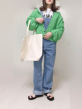 「zucca」｜「アイテム（サロペット/オーバーオール）」を使った、Ⓜ︎さん（レディース・152cm）の春コーディネート