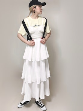 「CLEA（クレア）のアイテム（スカート）」を使った、Ⓜ︎さん（レディース・152cm）の夏コーディネート