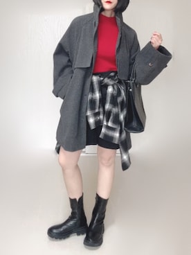 「アイテム（トレンチコート）」を使った、Ⓜ︎さん（レディース・152cm）の秋コーディネート