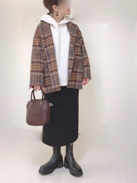 「JUNOAH（ジュノア）のアイテム（ダウンジャケット/コート）」を使った、Ⓜ︎さん（レディース・152cm）の秋コーディネート