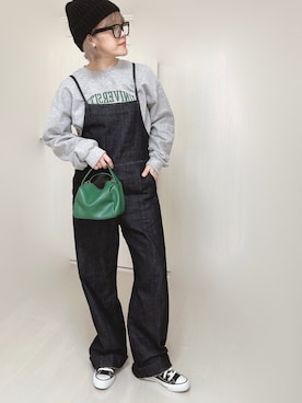 「Lee（リー）のアイテム（サロペット/オーバーオール）」を使った、Ⓜ︎さん（レディース・152cm）の春コーディネート